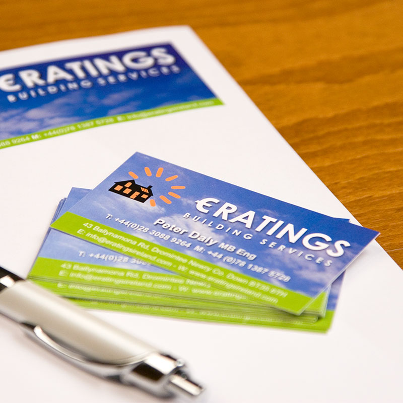 Letterhead, compliment slip & business card design for Eratings